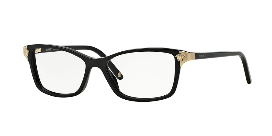 Versace VE3156 Square Eyeglasses GB1-BLACK 53-15-135 - Color Map black