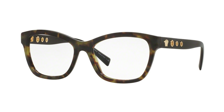 Versace VE3225 Rectangle Eyeglasses 5183-AVANA MILITARY 54-16-140 - Color Map green