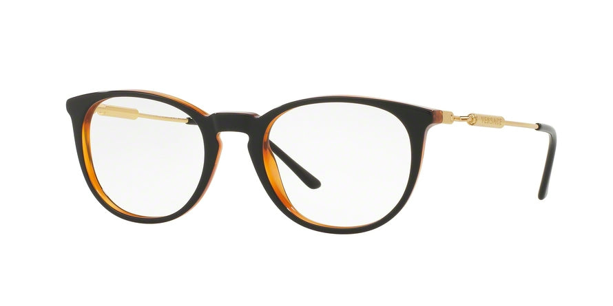 Versace VE3227 Phantos Eyeglasses 138-BLACK/TRANSPARENT ORANGE 51-20-140 - Color Map black