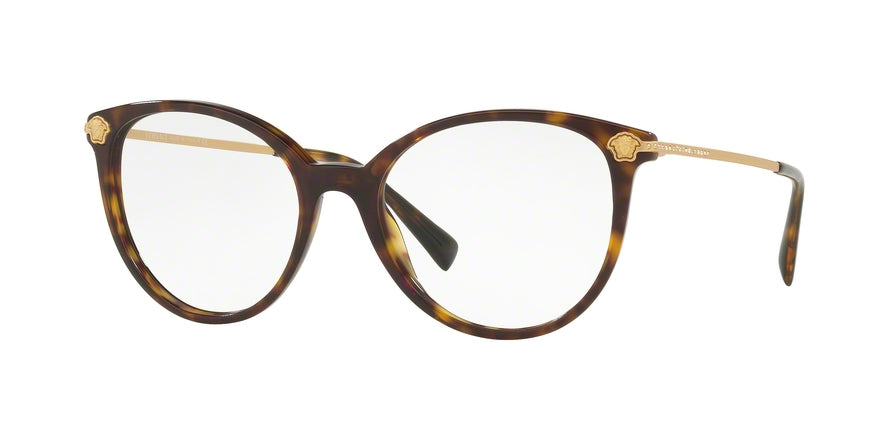 Versace VE3251BA Round Eyeglasses 108-DARK HAVANA 54-18-140 - Color Map brown