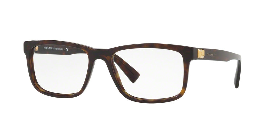 Versace VE3253A Rectangle Eyeglasses 108-DARK HAVANA 55-17-145 - Color Map brown
