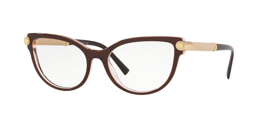 Versace V-ROCK VE3270Q Cat Eye Eyeglasses 5300-TOP BROWN/TRANSPARENT 54-17-140 - Color Map brown