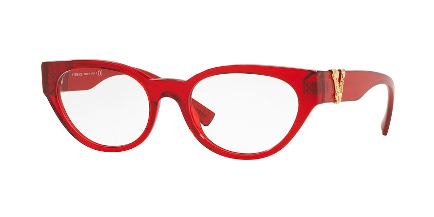 Versace VE3282 Oval Eyeglasses 5280-TRANSPARENT RED 53-19-140 - Color Map red
