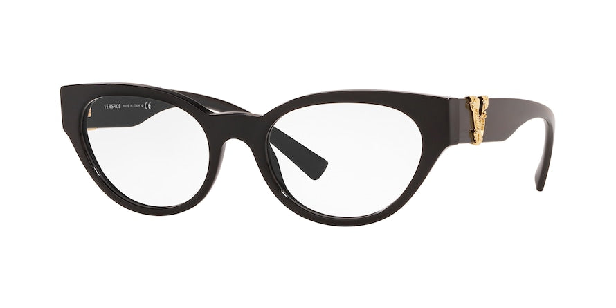Versace VE3282 Oval Eyeglasses GB1-BLACK 53-19-140 - Color Map black