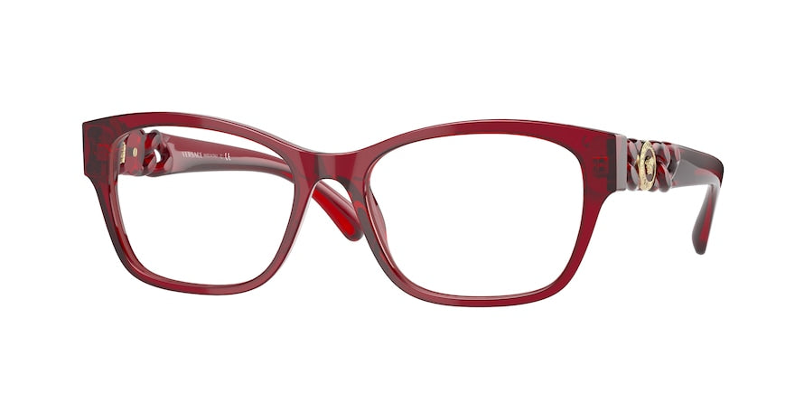 Versace VE3306F Cat Eye Eyeglasses 388-TRANSPARENT RED 54-17-140 - Color Map red