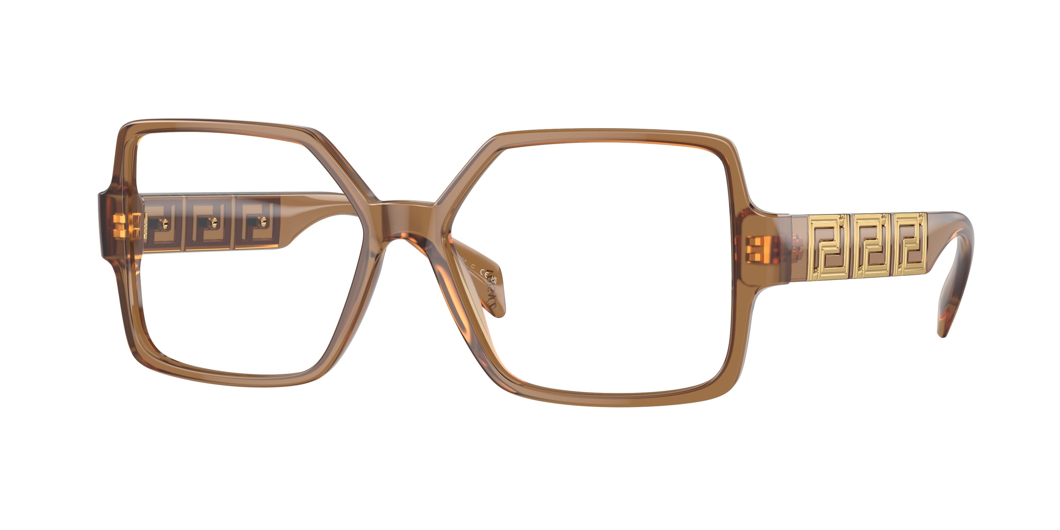 Versace VE3337F Square Eyeglasses 5403-Opal Beige 55-140-15 - Color Map Brown