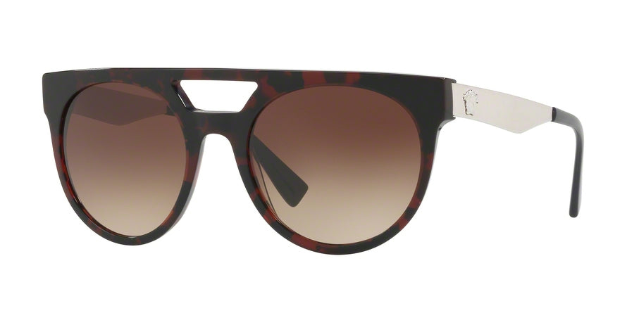 Versace VE4339 Round Sunglasses 525013-RED HAVANA/BLUE 55-20-145 - Color Map red