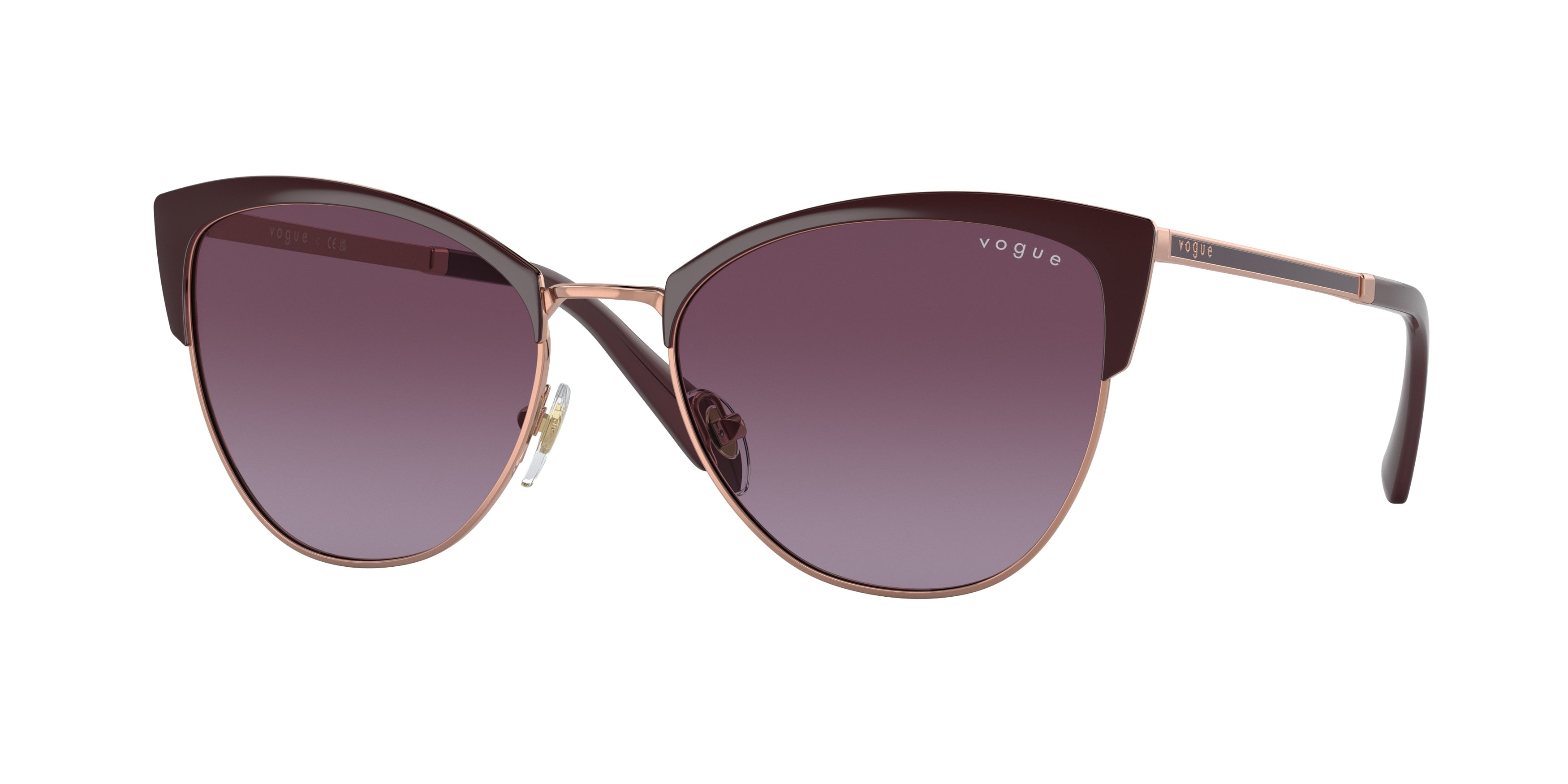 Vogue VO4251S Butterfly Sunglasses 51708H-Top Bordeaux/Rose Gold 55-140-18 - Color Map Red