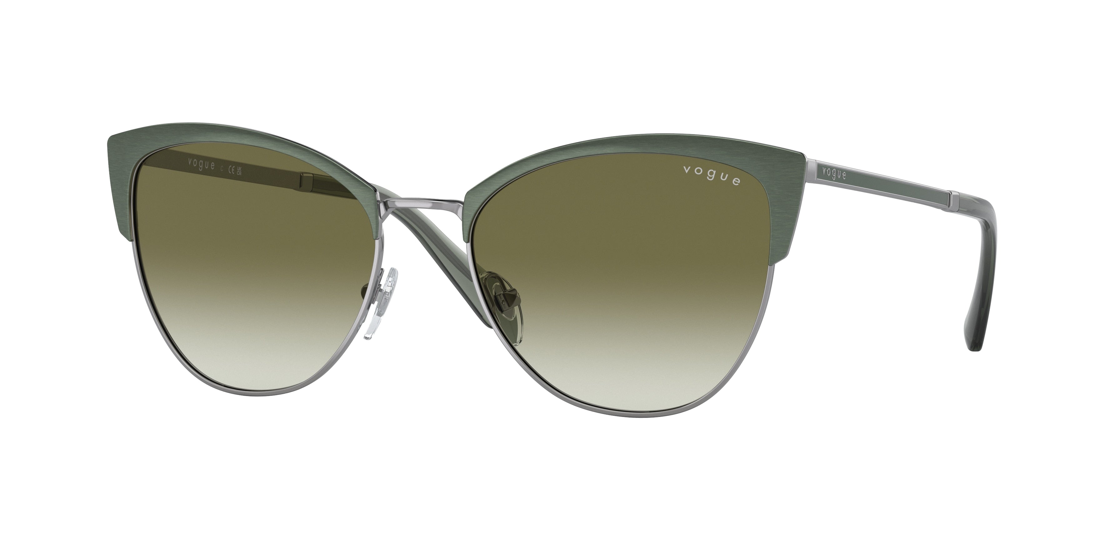 Vogue VO4251S Butterfly Sunglasses 51788E-Top Brushed Green/Gunmetal 55-140-18 - Color Map Green