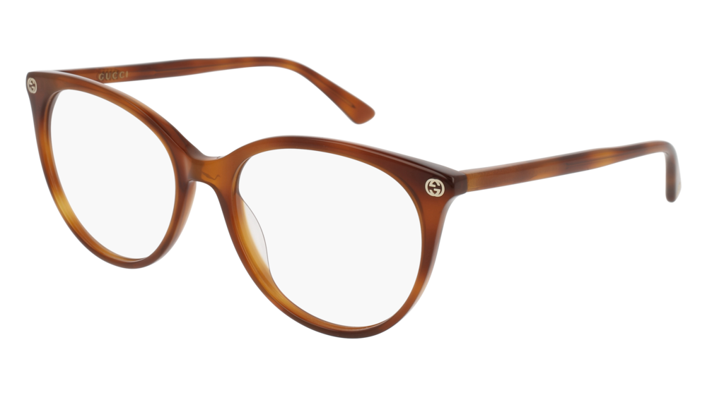GUCCI GG0093O ROUND / OVAL Eyeglasses For Women GG0093O-003 HAVANA HAVANA / TRANSPARENT LIGHT 53-17-140