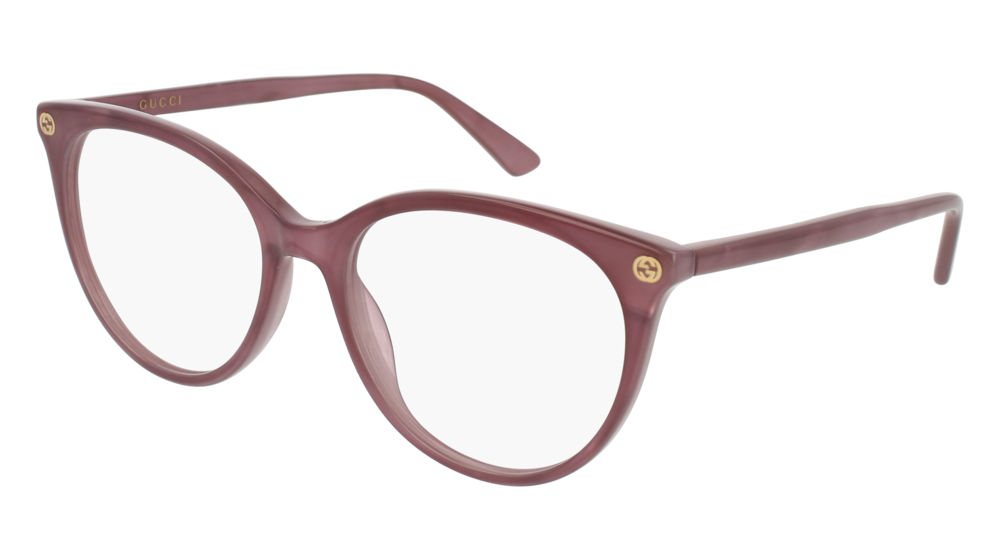 GUCCI GG0093O ROUND / OVAL Eyeglasses For Women GG0093O-004 PINK PINK / TRANSPARENT SHINY 53-17-140