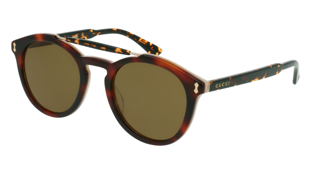 GUCCI GG0124S ROUND / OVAL Sunglasses For Men GG0124S-004 HAVANA HAVANA / GREEN BEIGE 50-22-145