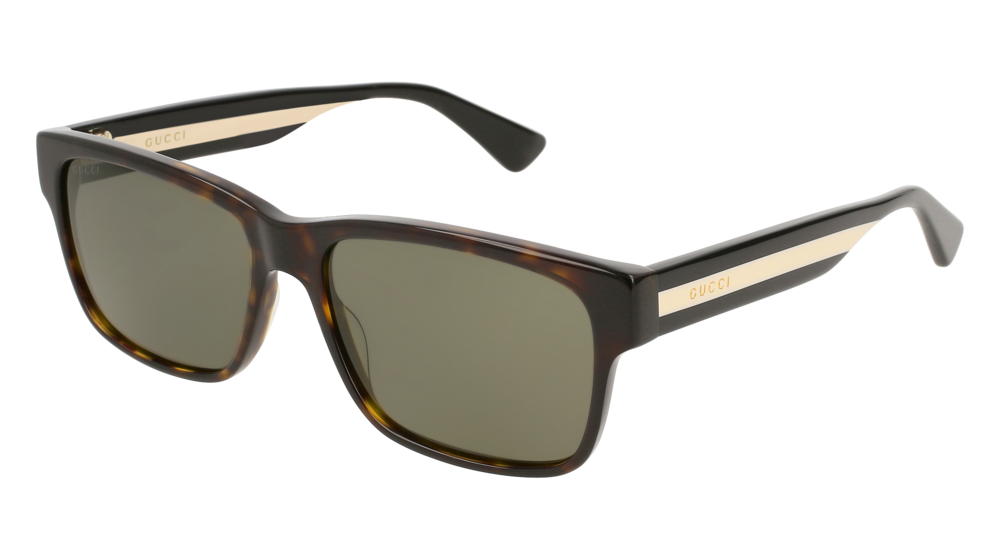 GUCCI GG0340S RECTANGULAR / SQUARE Sunglasses For Men GG0340S-008 HAVANA MULTICOLOR / GREEN DARK 58-17-150