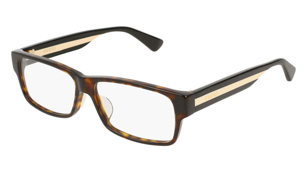 GUCCI GG0344OA RECTANGULAR / SQUARE Eyeglasses For Men GG0344OA-002 HAVANA MULTICOLOR / TRANSPARENT DARK 56-14-150