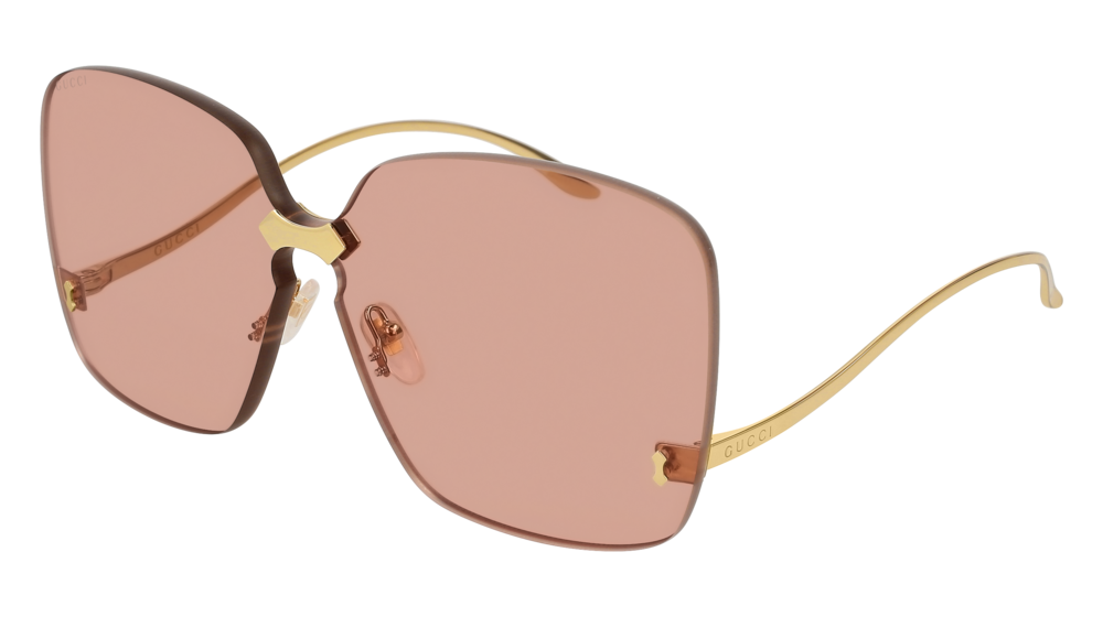 GUCCI GG0352S RECTANGULAR / SQUARE Sunglasses For Women GG0352S-003 GOLD GOLD / PINK SHINY 99-0-145
