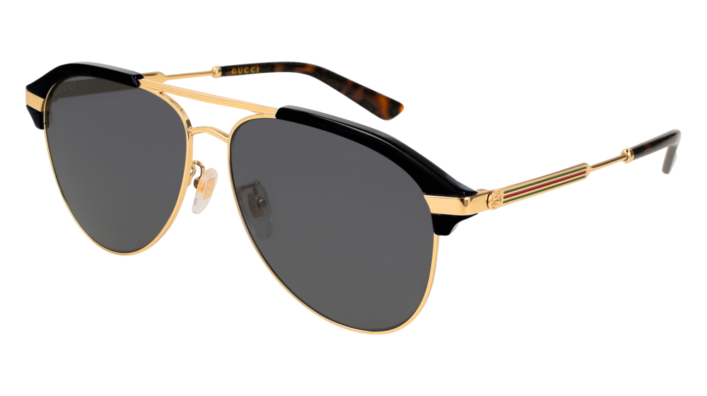 GUCCI GG0288SA AVIATOR Sunglasses For Men GG0288SA-001 BLACK GOLD / GREY GOLD 60-14-150