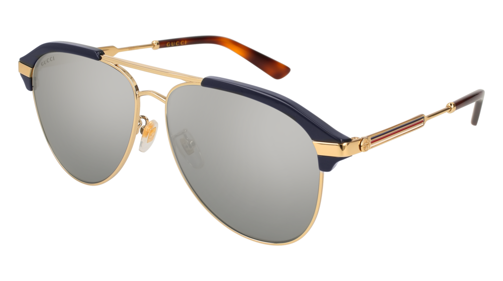 GUCCI GG0288SA AVIATOR Sunglasses For Men GG0288SA-005 BLUE GOLD / SILVER GOLD 60-14-150