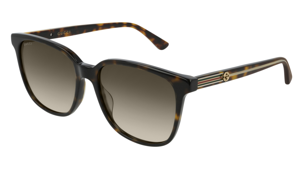 GUCCI GG0376S RECTANGULAR / SQUARE Sunglasses For Women GG0376S-002 HAVANA HAVANA / BROWN DARK 54-17-140