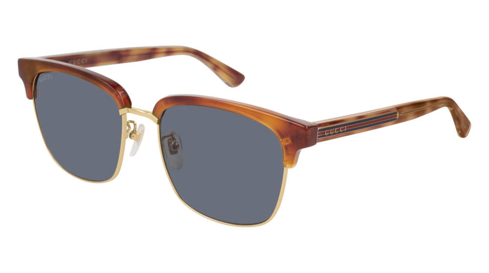GUCCI GG0382S RECTANGULAR / SQUARE Sunglasses For Men GG0382S-005 HAVANA HAVANA / BLUE GOLD 56-18-145