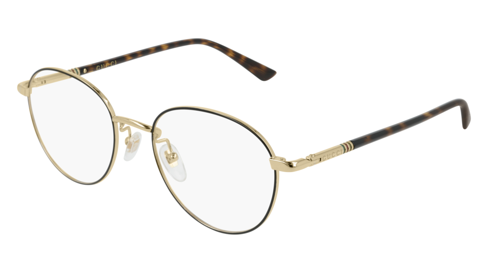 GUCCI GG0392O ROUND / OVAL Eyeglasses For Men GG0392O-002 BLACK HAVANA / TRANSPARENT GOLD 51-19-140