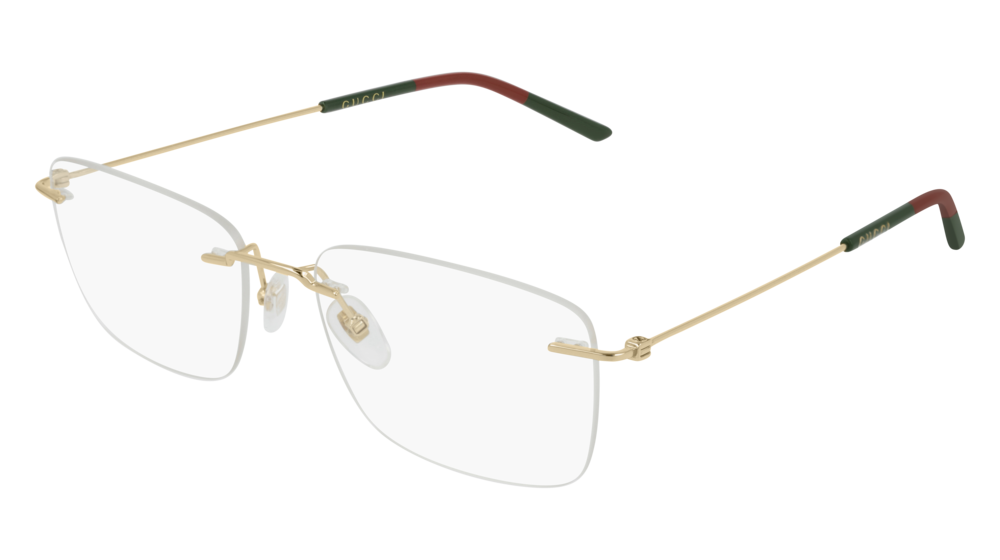 GUCCI GG0399O RECTANGULAR / SQUARE Eyeglasses For Men GG0399O-002 GOLD GOLD / TRANSPARENT SHINY 56-17-150