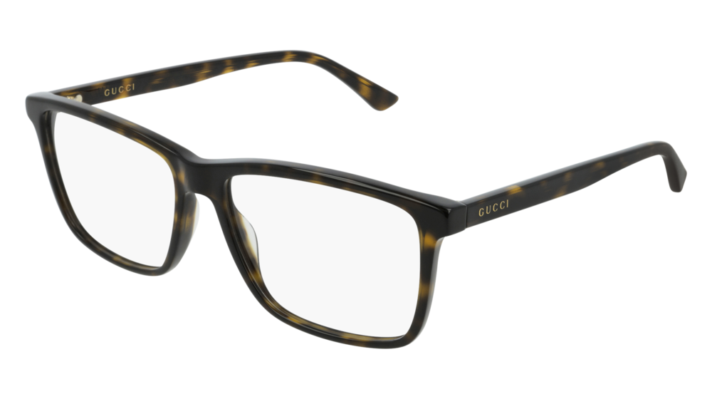 GUCCI GG0407O RECTANGULAR / SQUARE Eyeglasses For Men GG0407O-006 HAVANA HAVANA / TRANSPARENT DARK 57-16-145