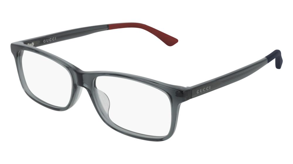 GUCCI GG0408OA RECTANGULAR / SQUARE Eyeglasses For Men GG0408OA-008 GREY GREY / TRANSPARENT TRANSPARENT 56-16-150