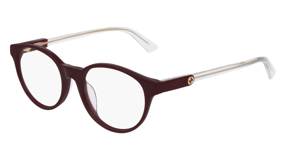 GUCCI GG0487OA ROUND / OVAL Eyeglasses For Women GG0487OA-004 BURGUNDY BURGUNDY / TRANSPARENT SHINY 49-17-150