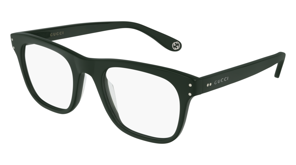 GUCCI GG0476O RECTANGULAR / SQUARE Eyeglasses For Men GG0476O-009 GREEN GREEN / TRANSPARENT DARK 51-22-150
