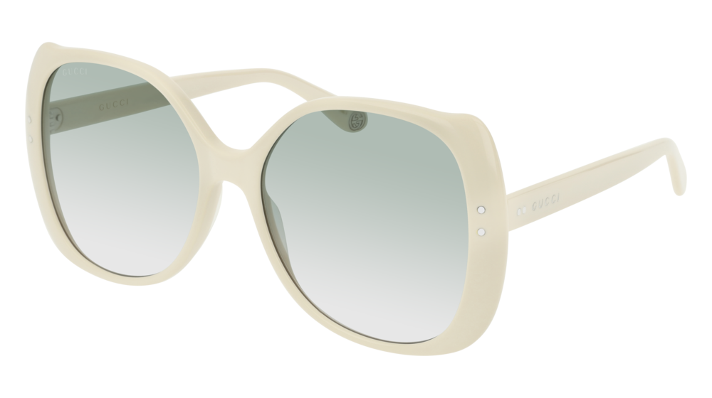 GUCCI GG0472S RECTANGULAR / SQUARE Sunglasses For Women GG0472S-005 IVORY IVORY / GREEN SHINY 56-17-145