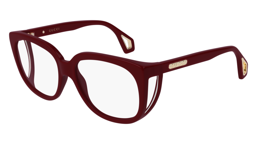 GUCCI GG0470O RECTANGULAR / SQUARE Eyeglasses For Women GG0470O-004 BURGUNDY BURGUNDY / TRANSPARENT SHINY 56-17-140