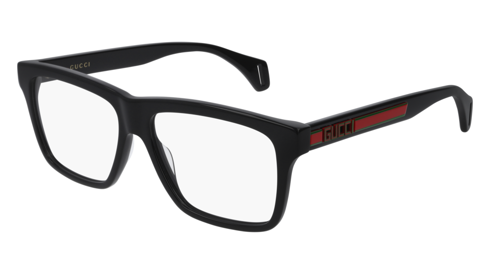 GUCCI GG0464O RECTANGULAR / SQUARE Eyeglasses For Men GG0464O-006 BLACK BLACK / TRANSPARENT SHINY 56-15-150