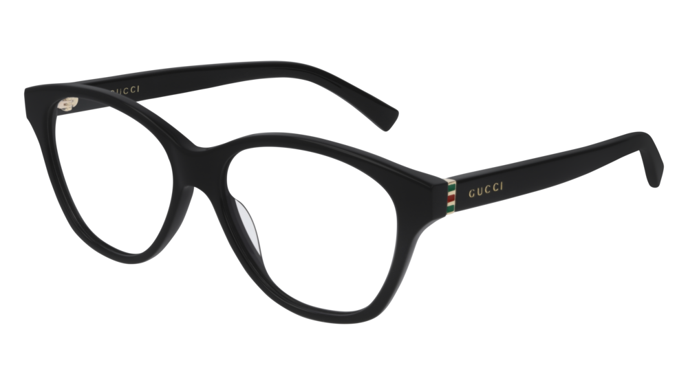GUCCI GG0456O ROUND / OVAL Eyeglasses For Women GG0456O-001 BLACK GOLD / TRANSPARENT SHINY 53-15-140