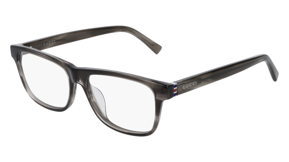 GUCCI GG0454OA RECTANGULAR / SQUARE Eyeglasses For Men GG0454OA-003 HAVANA RUTHENIUM / TRANSPARENT BROWN 53-15-150