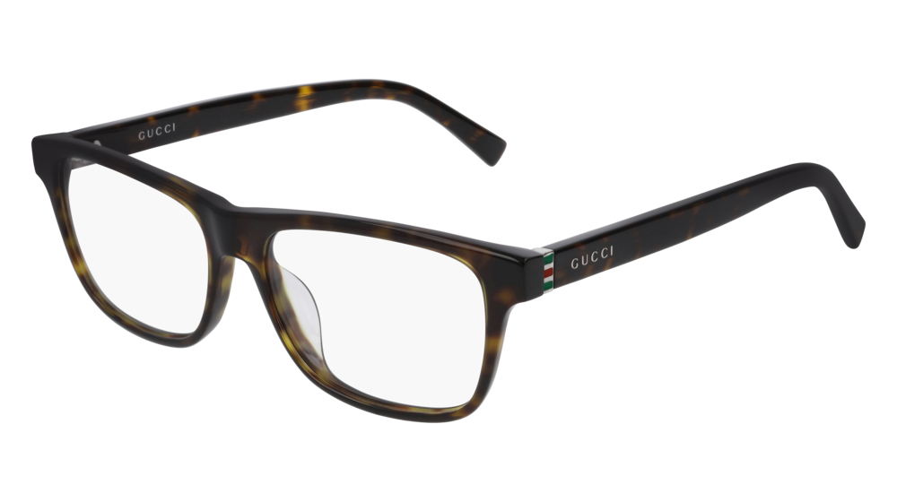 GUCCI GG0454OA RECTANGULAR / SQUARE Eyeglasses For Men GG0454OA-002 HAVANA RUTHENIUM / TRANSPARENT DARK 53-15-150