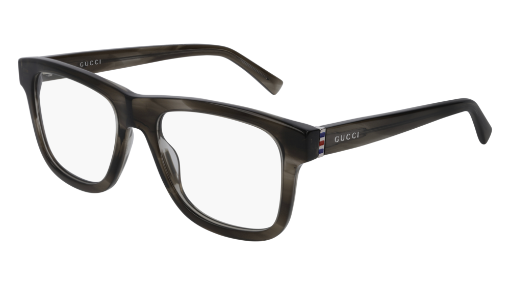 GUCCI GG0453O RECTANGULAR / SQUARE Eyeglasses For Men GG0453O-007 HAVANA RUTHENIUM / TRANSPARENT BROWN 53-19-145