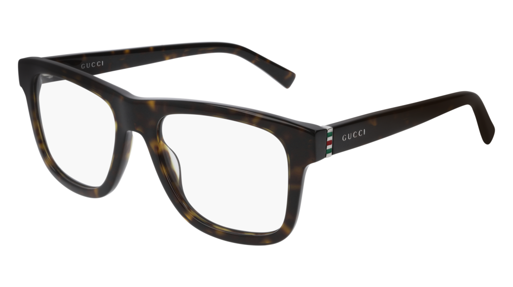 GUCCI GG0453O RECTANGULAR / SQUARE Eyeglasses For Men GG0453O-006 HAVANA RUTHENIUM / TRANSPARENT DARK 53-19-145
