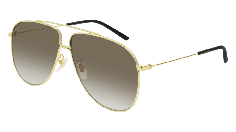 GUCCI GG0440S AVIATOR Sunglasses For Men GG0440S-003 GOLD GOLD / BROWN SHINY 61-10-145