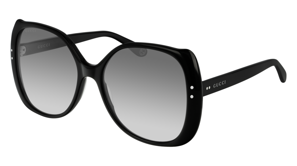 GUCCI GG0472S RECTANGULAR / SQUARE Sunglasses For Women GG0472S-001 BLACK BLACK / GREY SHINY 56-17-145