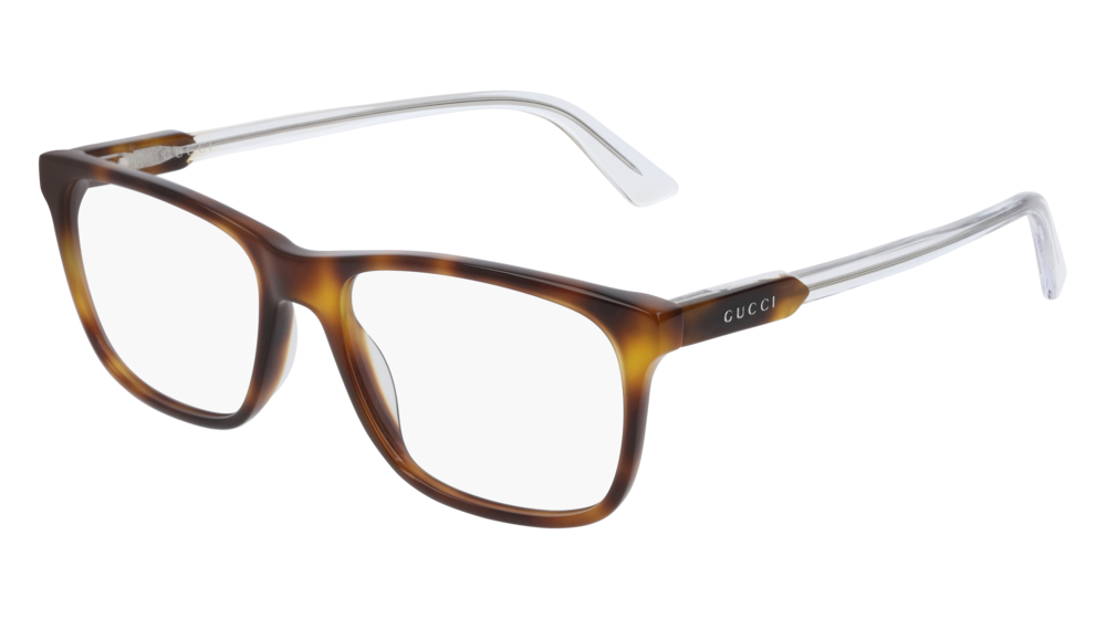 GUCCI GG0490O RECTANGULAR / SQUARE Eyeglasses For Men GG0490O-003 HAVANA HAVANA / TRANSPARENT SHINY 53-17-150