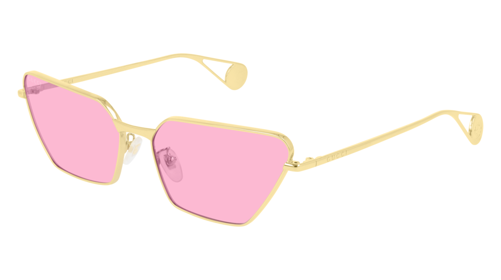 GUCCI GG0538S RECTANGULAR / SQUARE Sunglasses For Women GG0538S-005 GOLD GOLD / PINK SHINY 63-17-140