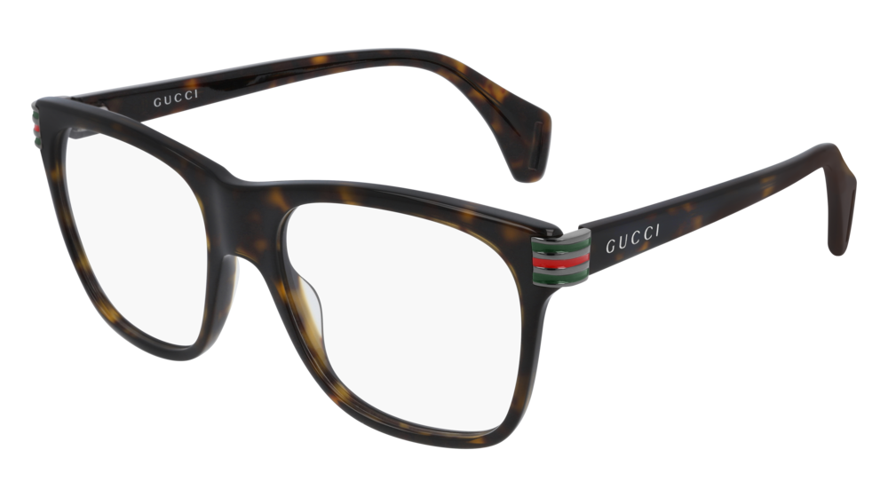GUCCI GG0526O RECTANGULAR / SQUARE Eyeglasses For Men GG0526O-002 HAVANA HAVANA / TRANSPARENT DARK 54-18-145