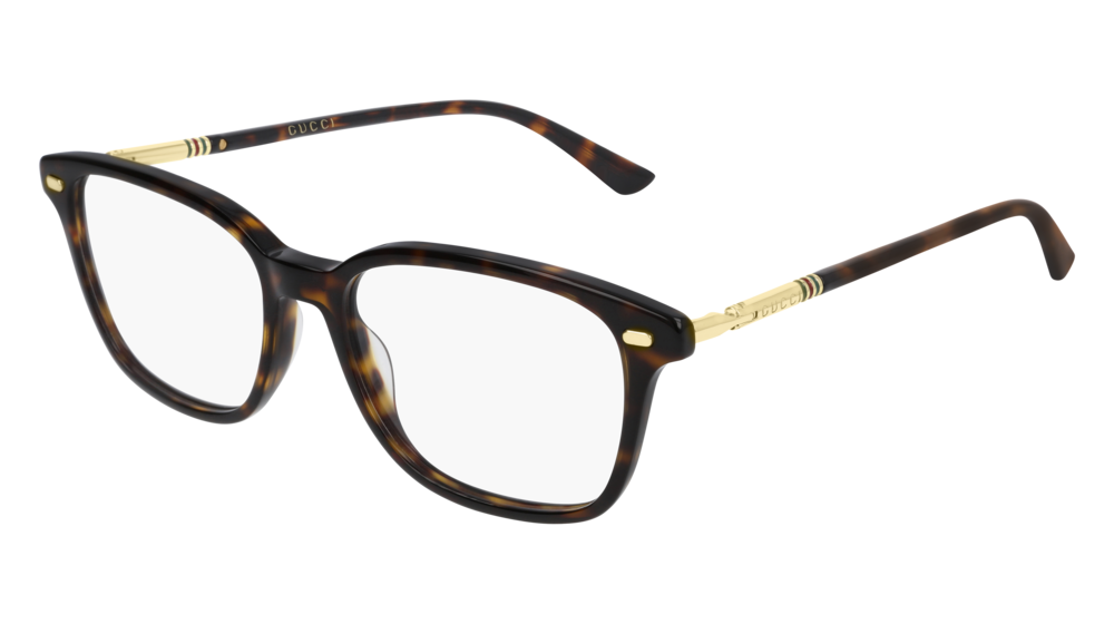 GUCCI GG0520O RECTANGULAR / SQUARE Eyeglasses For Men GG0520O-002 HAVANA GOLD / TRANSPARENT DARK 53-17-140