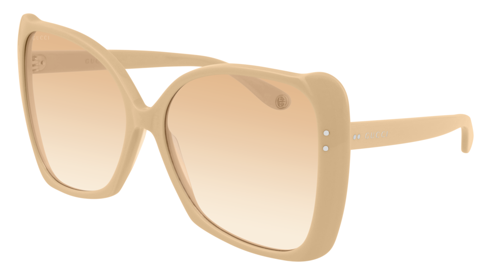 GUCCI GG0471S RECTANGULAR / SQUARE Sunglasses For Women GG0471S-005 NUDE NUDE / ORANGE SHINY 62-16-145