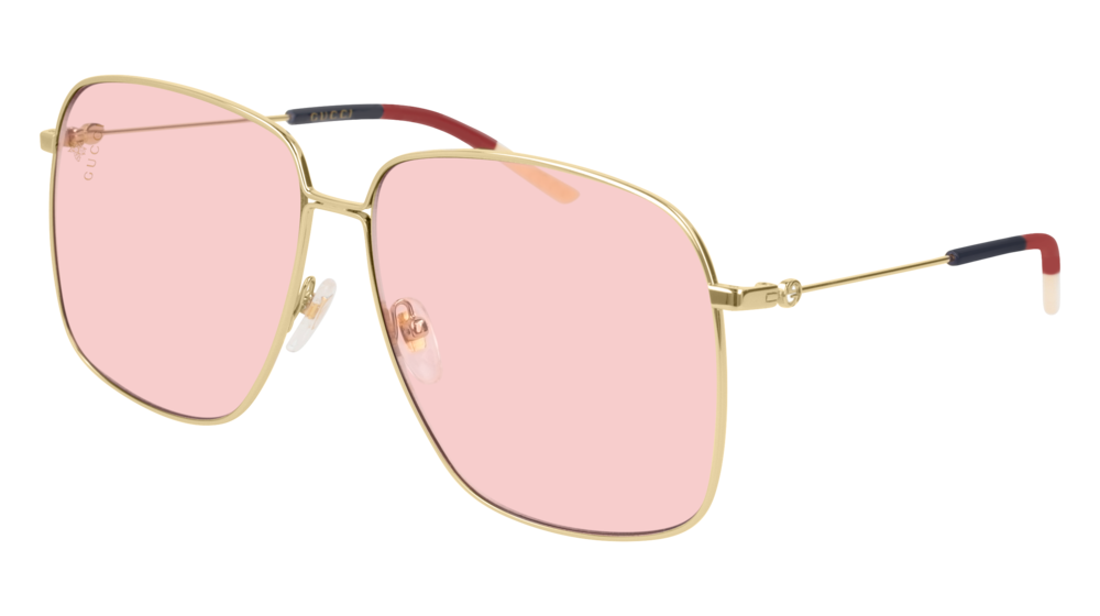GUCCI GG0394S RECTANGULAR / SQUARE Sunglasses For Women GG0394S-004 GOLD GOLD / PINK SHINY 61-14-145