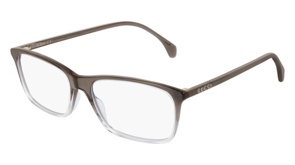 GUCCI GG0553O RECTANGULAR / SQUARE Eyeglasses For Men GG0553O-008 GREY GREY / TRANSPARENT CRYSTAL 56-16-145