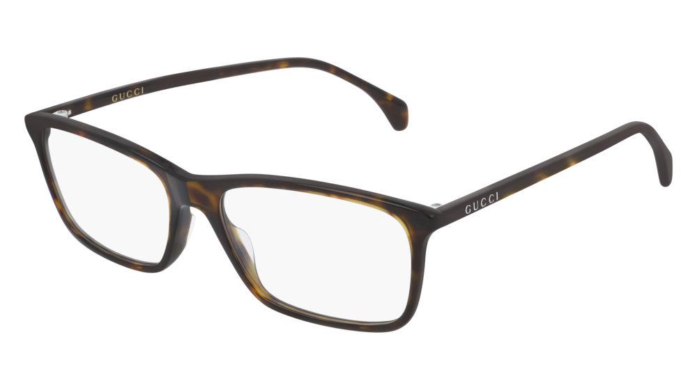 GUCCI GG0553O RECTANGULAR / SQUARE Eyeglasses For Men GG0553O-006 HAVANA HAVANA / TRANSPARENT DARK 56-16-145