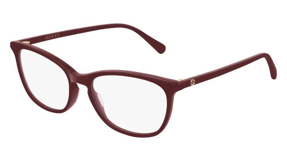 GUCCI GG0549O RECTANGULAR / SQUARE Eyeglasses For Women GG0549O-005 BURGUNDY BURGUNDY / TRANSPARENT TRANSPARENT 52-16-140