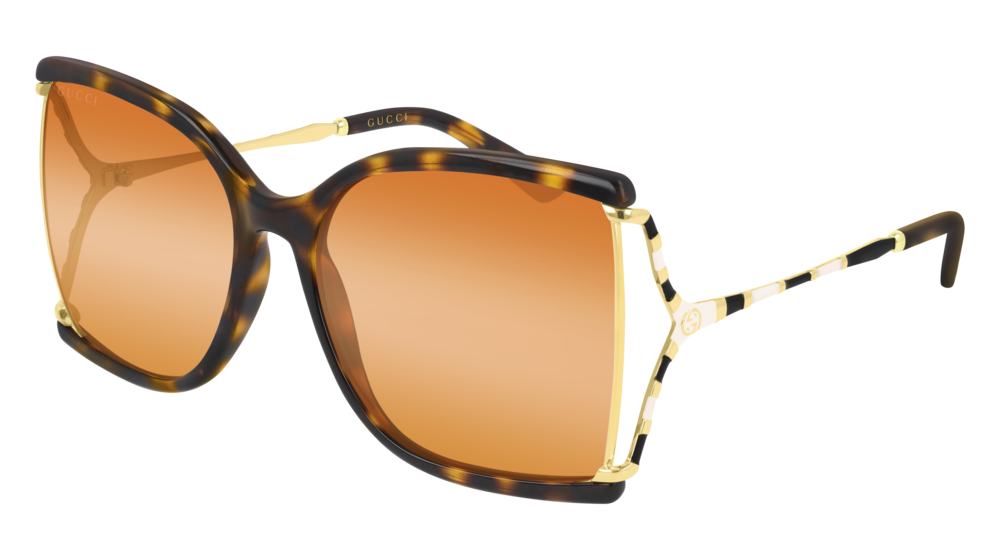 GUCCI GG0592S RECTANGULAR / SQUARE Sunglasses For Women GG0592S-003 HAVANA GOLD / ORANGE GOLD 60-18-130