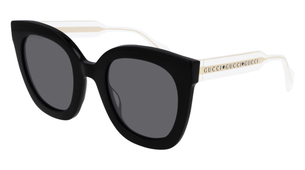 GUCCI GG0564S RECTANGULAR / SQUARE Sunglasses For Women GG0564S-001 BLACK CRYSTAL / GREY SHINY 51-26-145